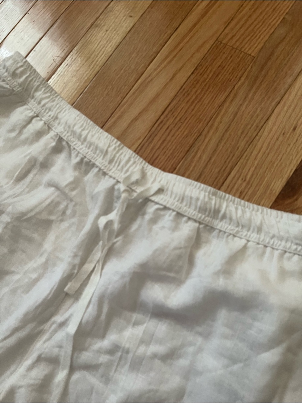 White Linen Eyelet Straight Leg Capri Pull On Pants 2X Coastal Resort Beach - Picture 2 of 9